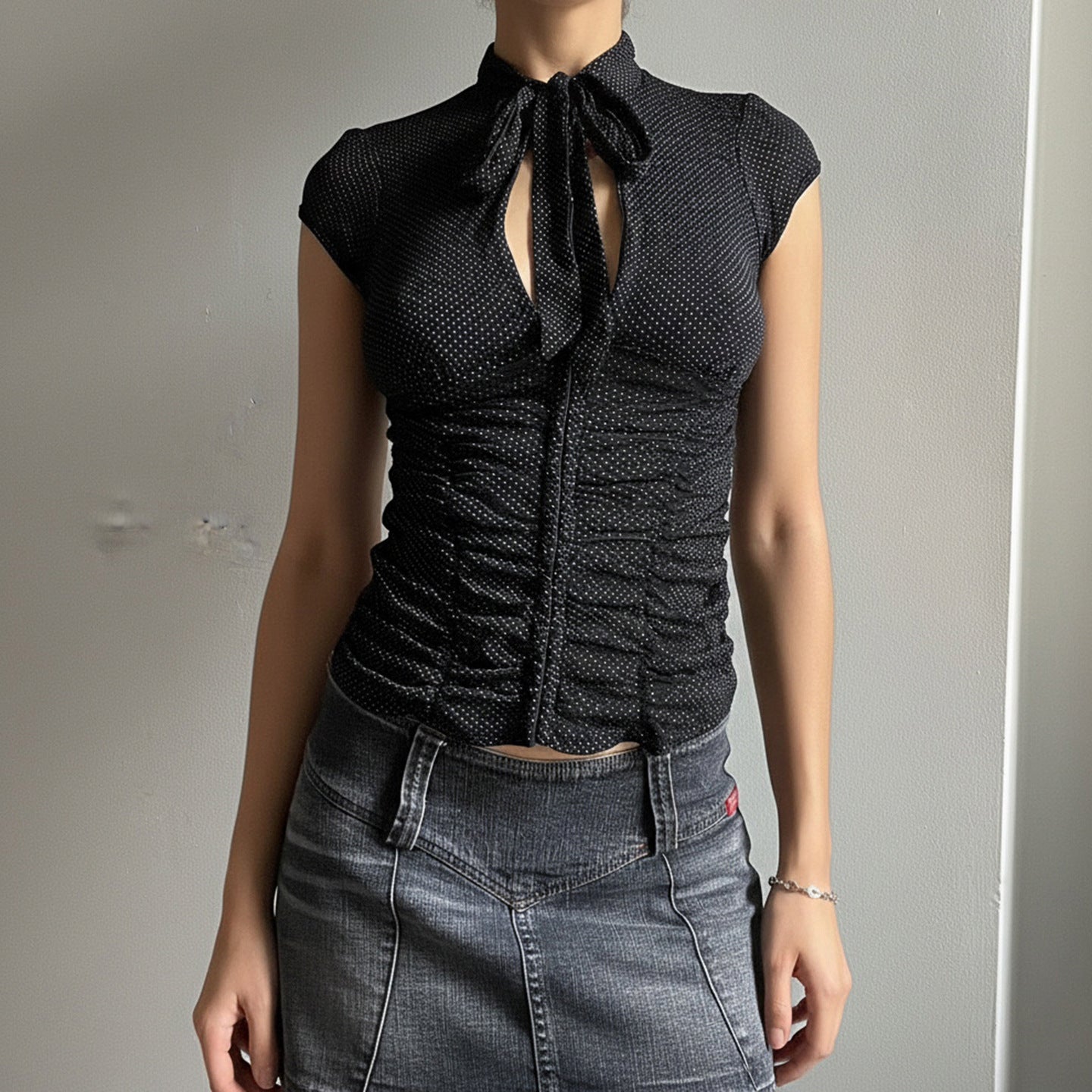 Damen Elegantes Rüschenshirt mit schickem BindR&Band R&B