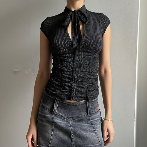 Damen Elegantes Rüschenshirt mit schickem Bindeband R&B
