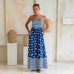 Damen Maxikleid mit verspieltem Streifendesign und großen Punkten R&B