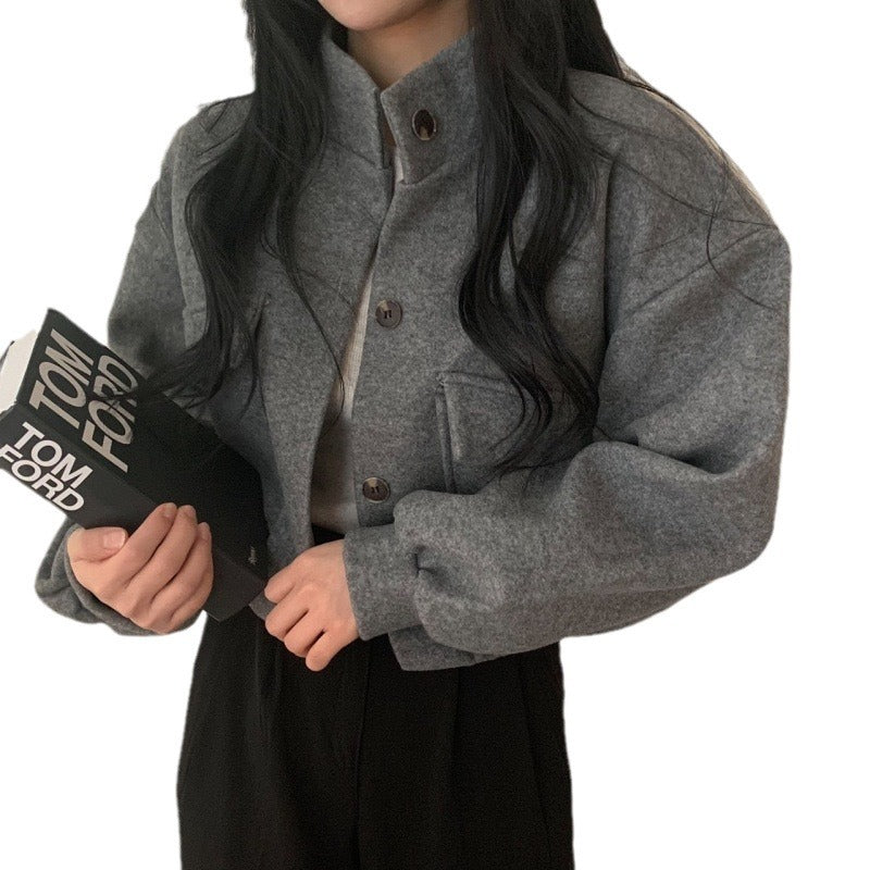 Damenjacke aus hochwertigem Wollmix mit lässigen Taschen und Oversized-Schnitt