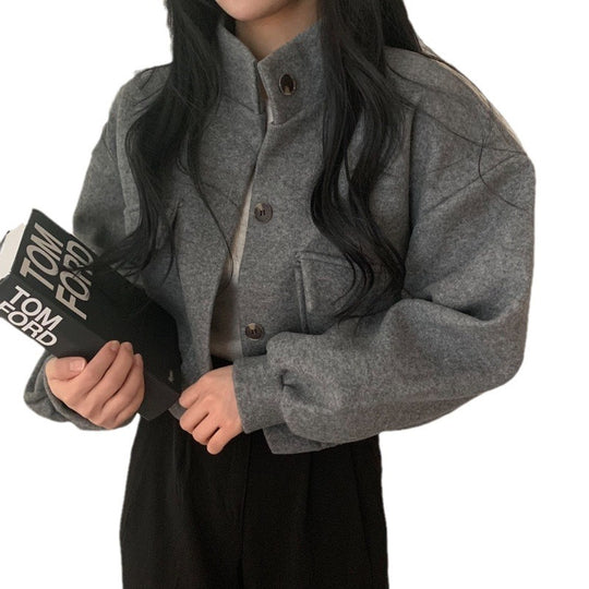 Damenjacke aus hochwertigem Wollmix mit lässigen Taschen und Oversized-Schnitt