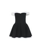 Damen Off-Shoulder Minikleid mit voluminösem Rock R&B
