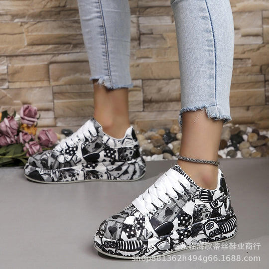 Damen modische High-Top Sneakers mit buntem Grafikdesign R&B