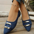 Damen Elegante Ballerinas mit modischem Schnallen-Design R&B