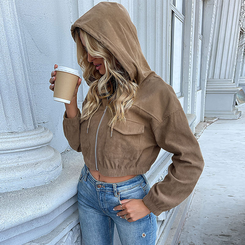 Damen Cordjacke mit praktischem Reißverschluss und modernen Taschen