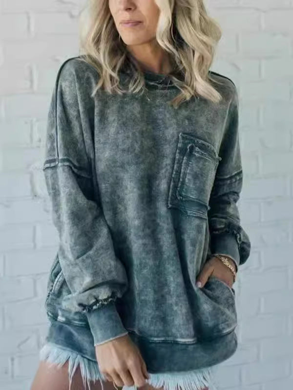 Damen Bequemer Oversized Sweatshirt mit Taschen R&B