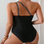 Damen Einseitiger Badeanzug mit elegantem Wickeldetail