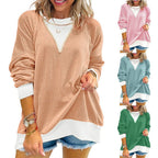 Damen lässiger Pullover aus strukturiertem Material mit V-Ausschnitt R&B