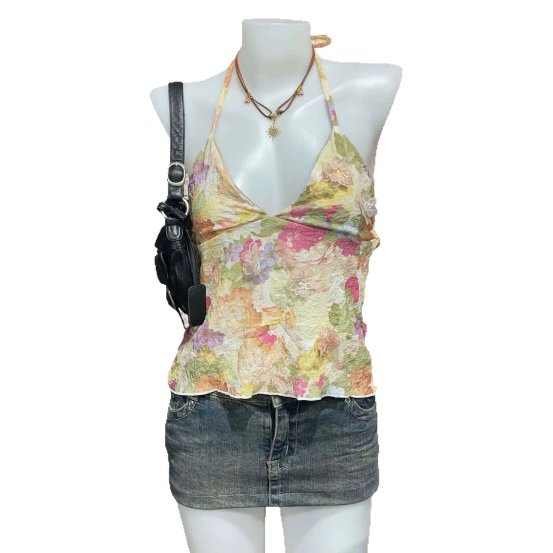 Damen Verspielt bedrucktes Chiffon-Oberteil R&B