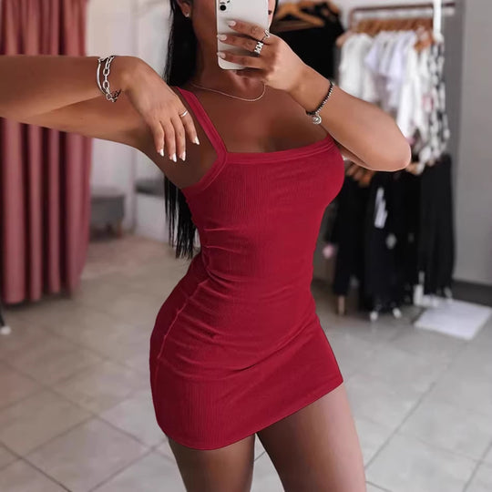 Damen figurbetontes Minikleid aus Rippenstrick R&B