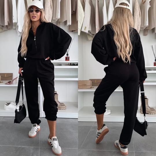 Damen sportliches Fleece Hoodie und Jogginghose Set R&B