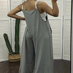 Damen Lässiger Jumpsuit mit weitem Bein und praktischen Taschen R&B