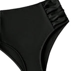 Damen Hohe Taille Bikinihose mit Rüschendesign