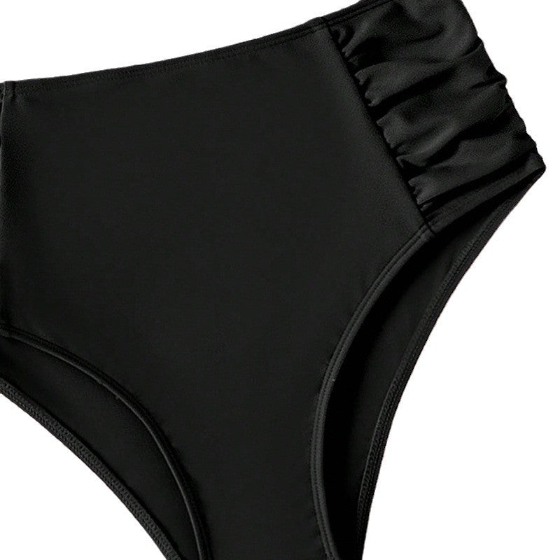 Damen Hohe Taille Bikinihose mit Rüschendesign