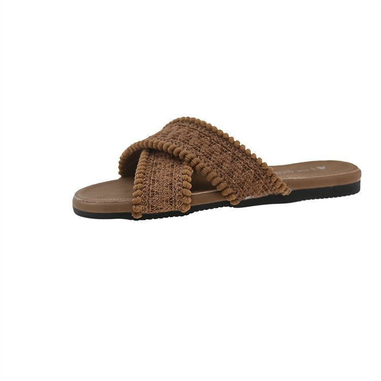Damen modische Sandalen mit Pompons R&B