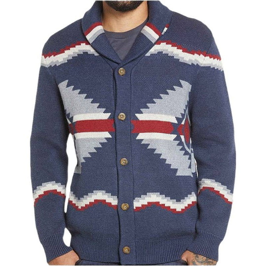 Herren Strickjacke im modernen Ethno-Design mit praktischen Knöpfen R&B