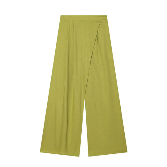 Damen elegante weite Hochbundhose mit asymmetrischem Schnitt R&B