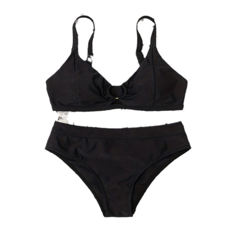 Damen Hochgeschnittene Bikinihose mit modischem Ringdetail R&B