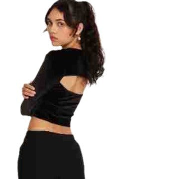 Damen Cropped Langarmoberteil mit innovativem Cut-Out-Design R&B