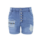 Damen Jeans-Shorts mit lässigem Fransen-Design und modischen Applikationen R&B