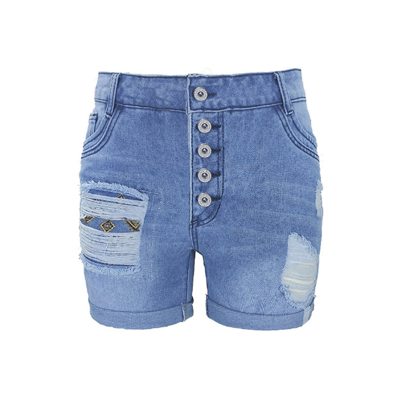 Damen Jeans-Shorts mit lässigem Fransen-Design und modischen Applikationen R&B
