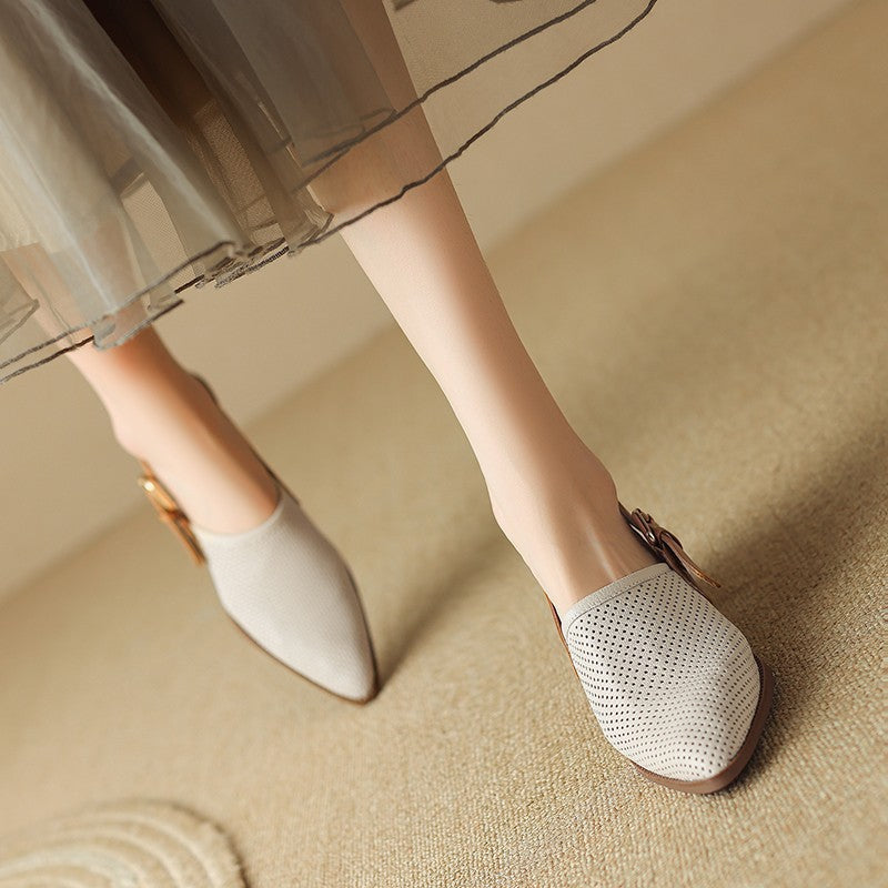 Damen Slingback-Pumps mit perforiertem Obermaterial und komfortablem Blockabsatz