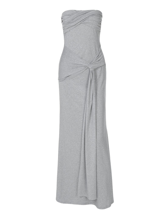 Damen Strapless Maxikleid mit raffiniertem Wickeldesign R&B