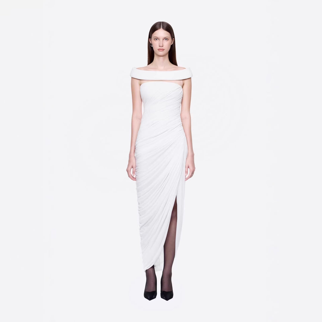Damen Elegantes Abendkleid mit Off-Schulter-Design und raffiniertem Drapé R&B