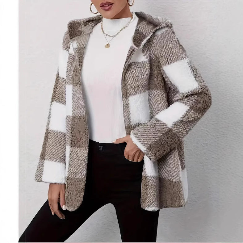 Damen Teddyjacke im modernen Karomuster R&B