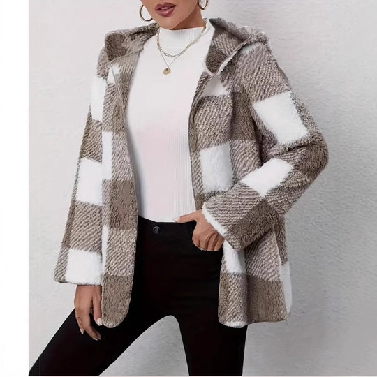 Damen Teddyjacke im modernen Karomuster R&B