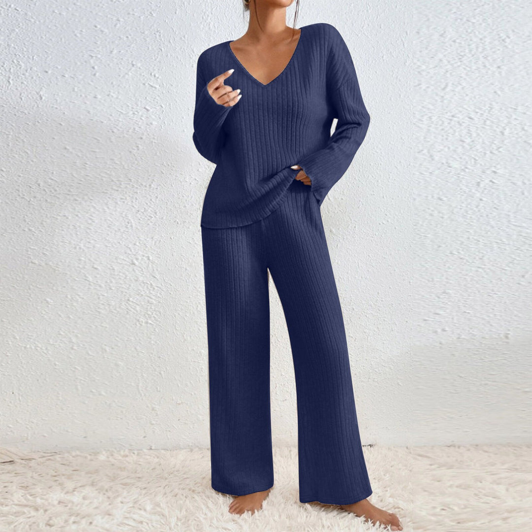 Damen Lässiges Strick-Loungewear-Set R&B