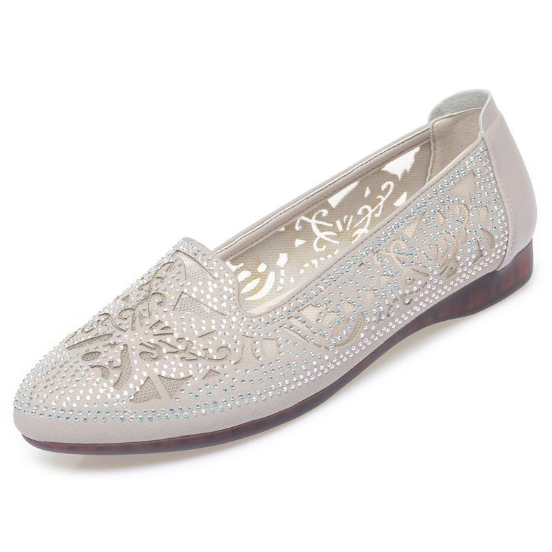 Damen Elegante Ballerinas mit filigranem Cut-Out-Design und funkelnden Strassdetails R&B