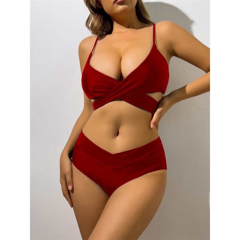 Damen Bikini mit innovativem Wickeldetail und hoher Taille R&B