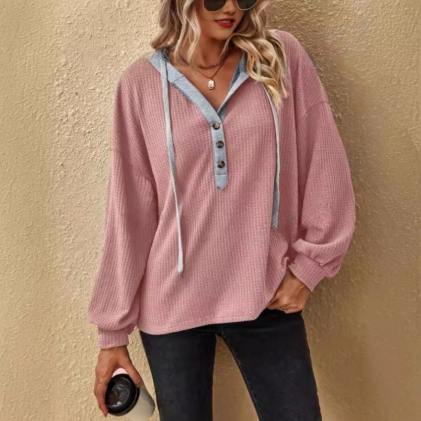 Damen Oversized Pullover mit Knopfleiste R&B