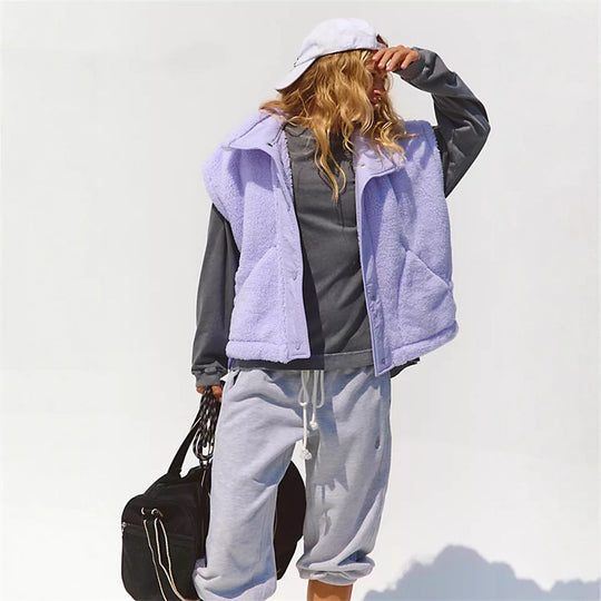 Damen Kapuzenjacke aus kuscheligen Fleece mit regulierbarem Saum R&B