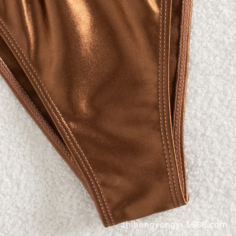 Damen Triangel-Bikini mit hochwertigem Glanzmaterial und verstellbaren Seitenschnüren R&B