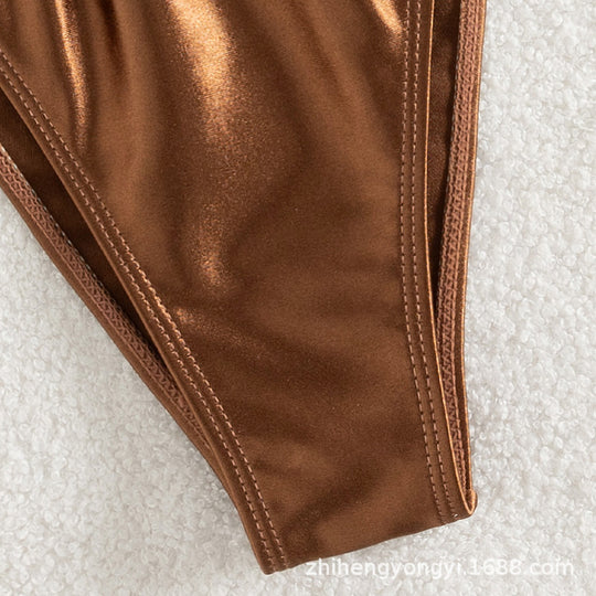 Damen Triangel-Bikini mit hochwertigem Glanzmaterial und verstellbaren Seitenschnüren R&B