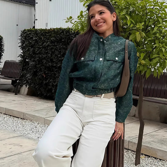 Damen Lässige Oversized-Jacke mit Knopfverschluss R&B