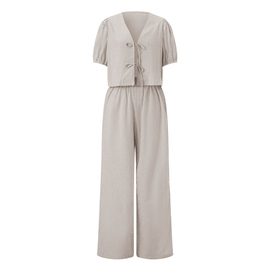 Damen luftiges Sommer-Jumpsuit mit Raffung R&B