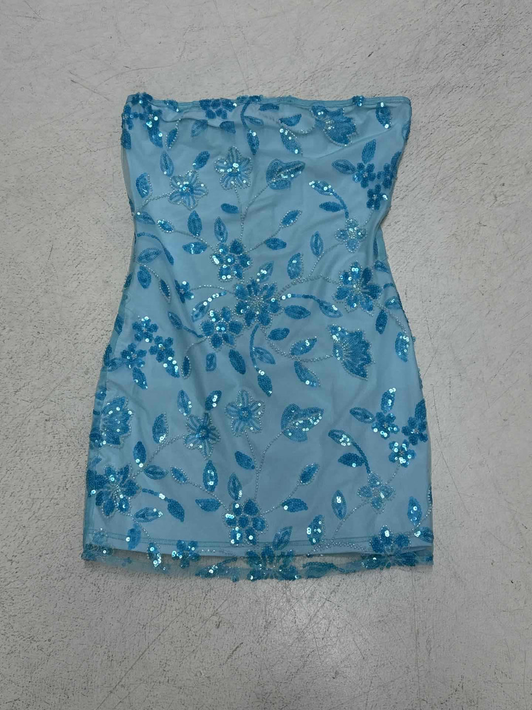Damen Bleistiftkleid mit funkelnden Pailletten und floralem Design R&B