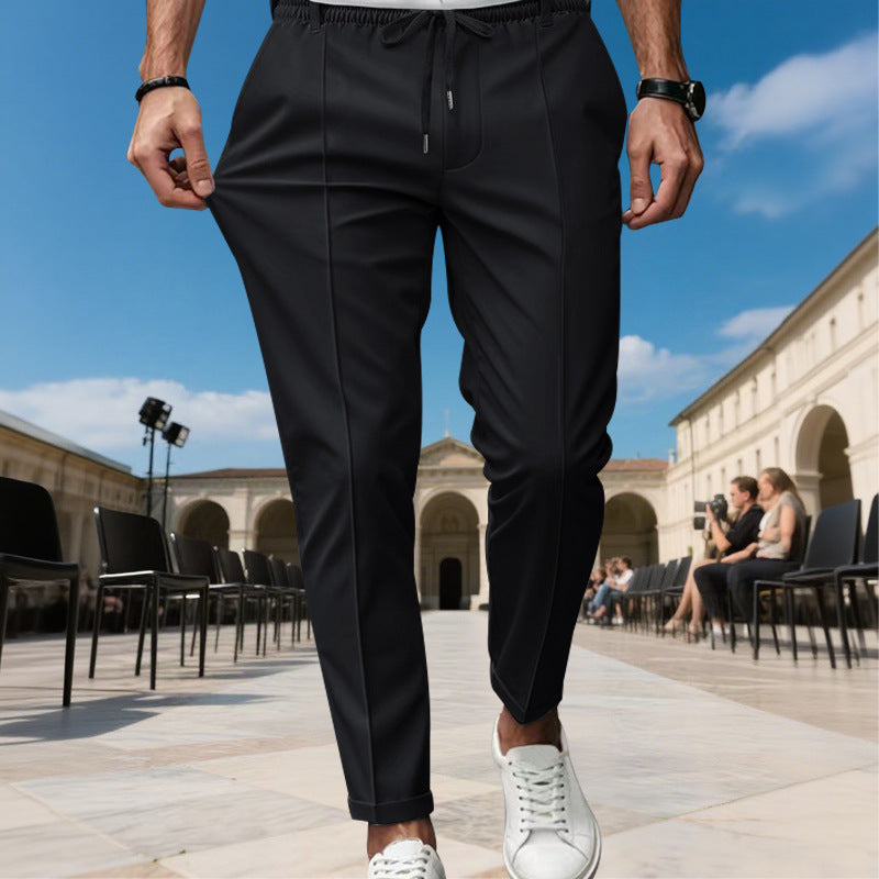 Herren moderne Chinohose mit bequemem elastischem Bund und praktischen Seitentaschen R&B