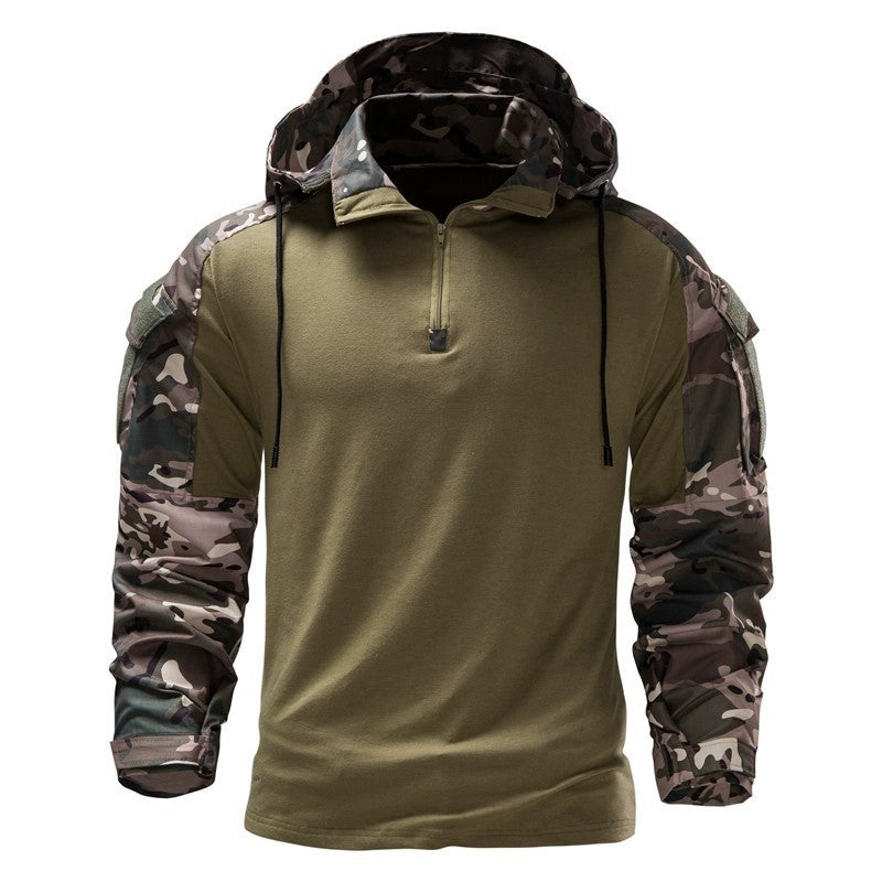Herren taktischer Pullover mit Kapuze und Camouflage-Ärmeln