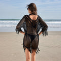 Damen eleganter Häkel-Strandüberwurf mit Fransen R&B