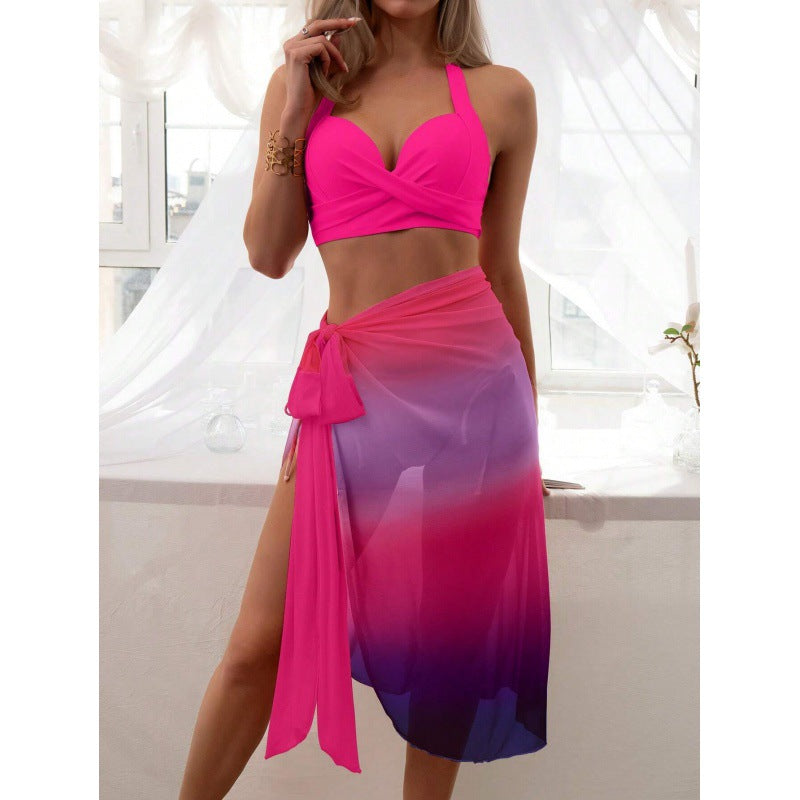 Damen Badeanzug-Set mit farbenfrohem Wickelrock und komfortablem Oberteil R&B