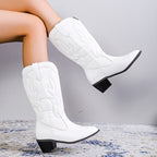 Damen Cowboy-Stiefel mit modischen Verzierungen und Blockabsatz R&B
