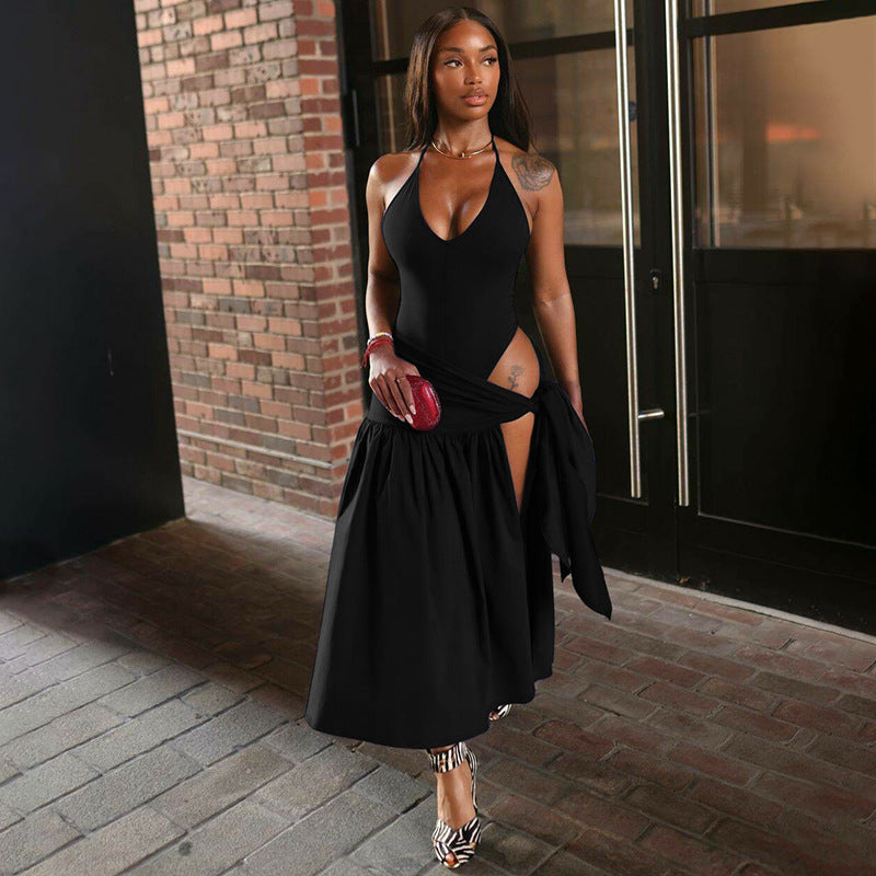 Damen Maxi-Kleid mit elegantem Wickeldesign und seitlichem Schlitz R&B