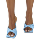 Damen elegante Mules mit raffiniertem Rippendesign und hochhackigem Absatz R&B