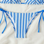 Damen Bikinislip mit verstellbaren Bindändern und Streifenmuster
