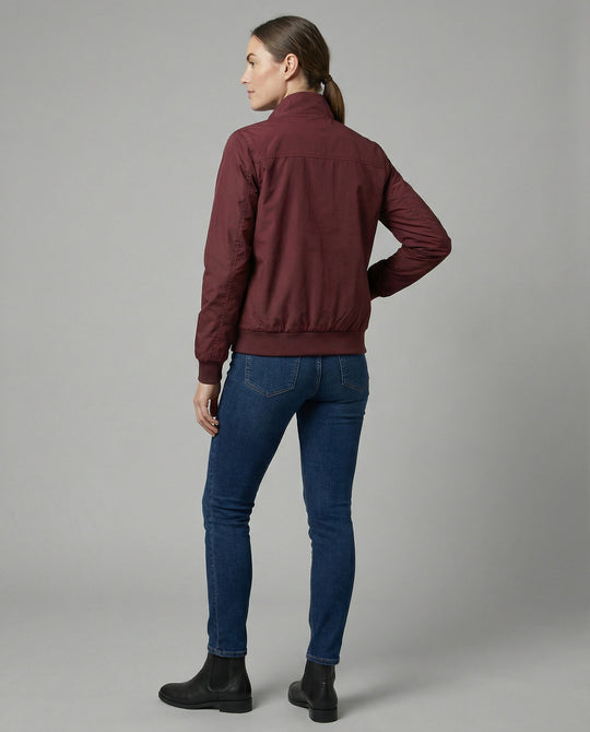 Damen leichte Stehkragen-Übergangsjacke mit Frontreißverschluss und Nahttaschen R&B