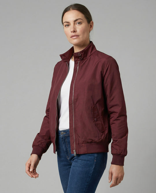 Damen leichte Stehkragen-Übergangsjacke mit Frontreißverschluss und Nahttaschen R&B